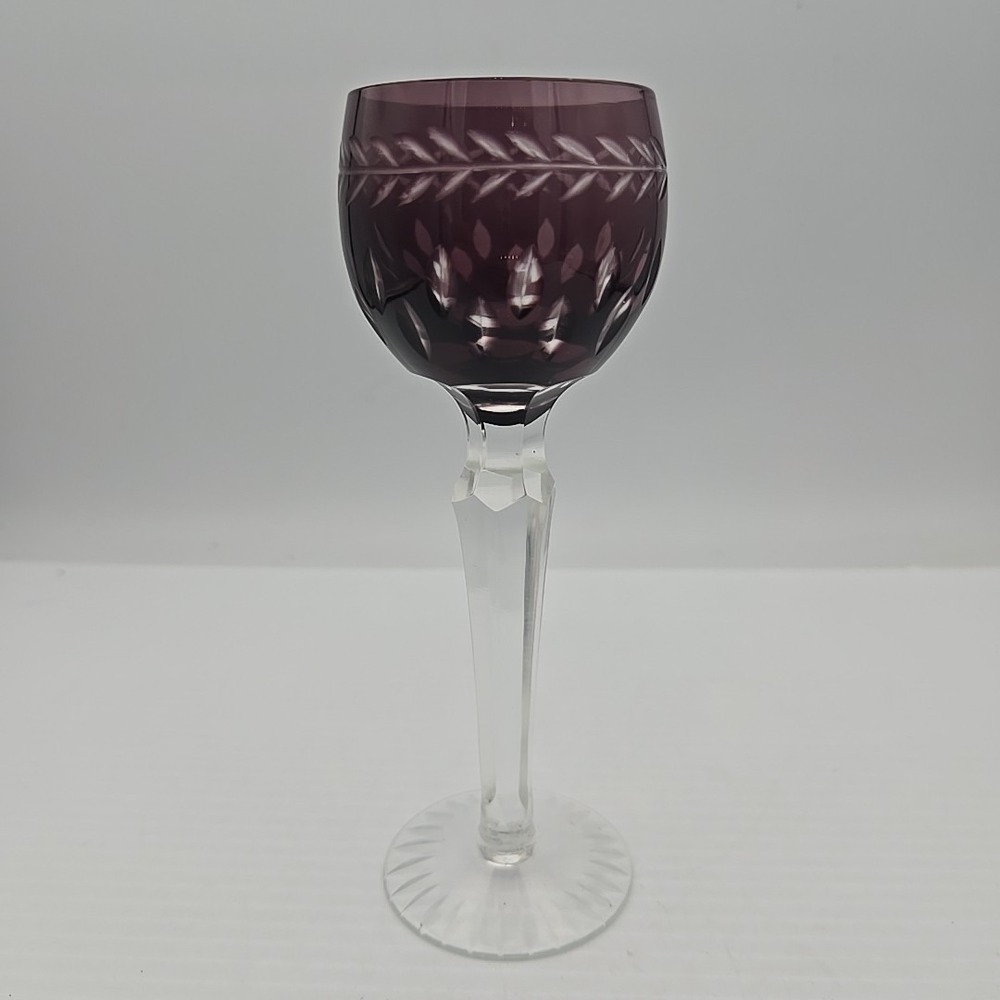 Vintage Lausitzer 6" Dark Ruby Cut-to-Clear Cordial Liqueur‎ Crystal